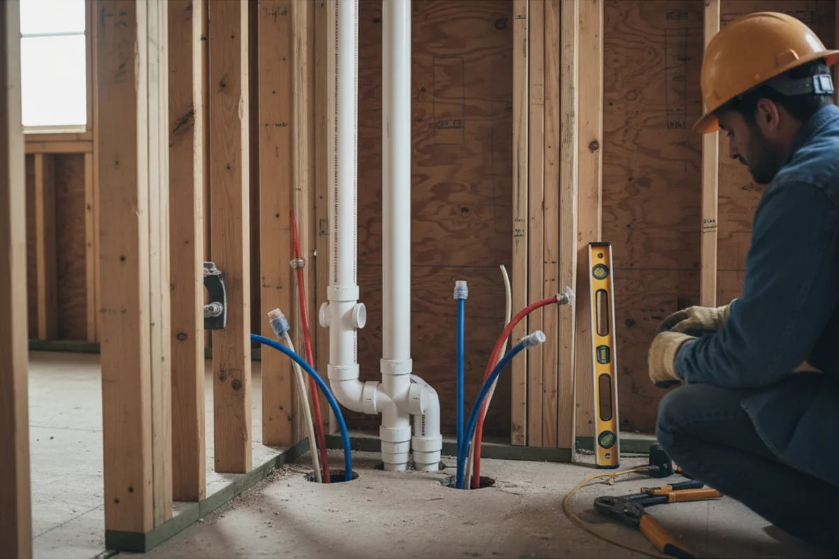 Drain and supply rough-in during Leak Detection in Thompson